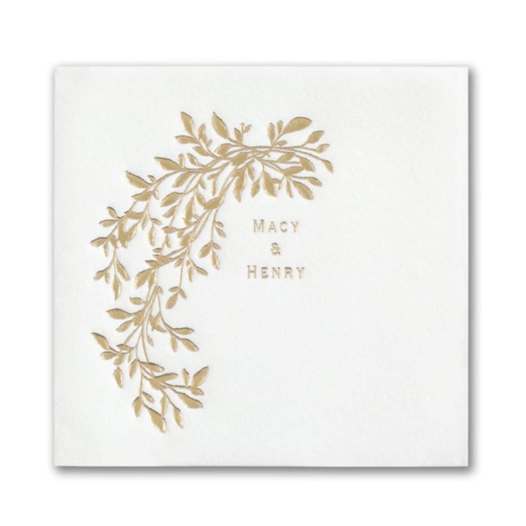 "Custom Hanging Vines Premium Napkin - Beverage - Pack of 100" - Napkins in white by Papel Custom Design