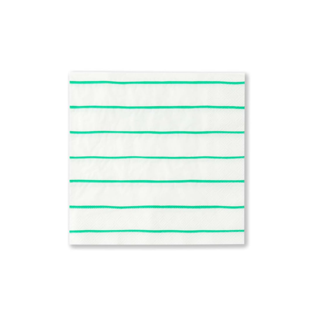 "Frenchie Stripes Petite Napkins" - Napkins in green by Jollity and Co