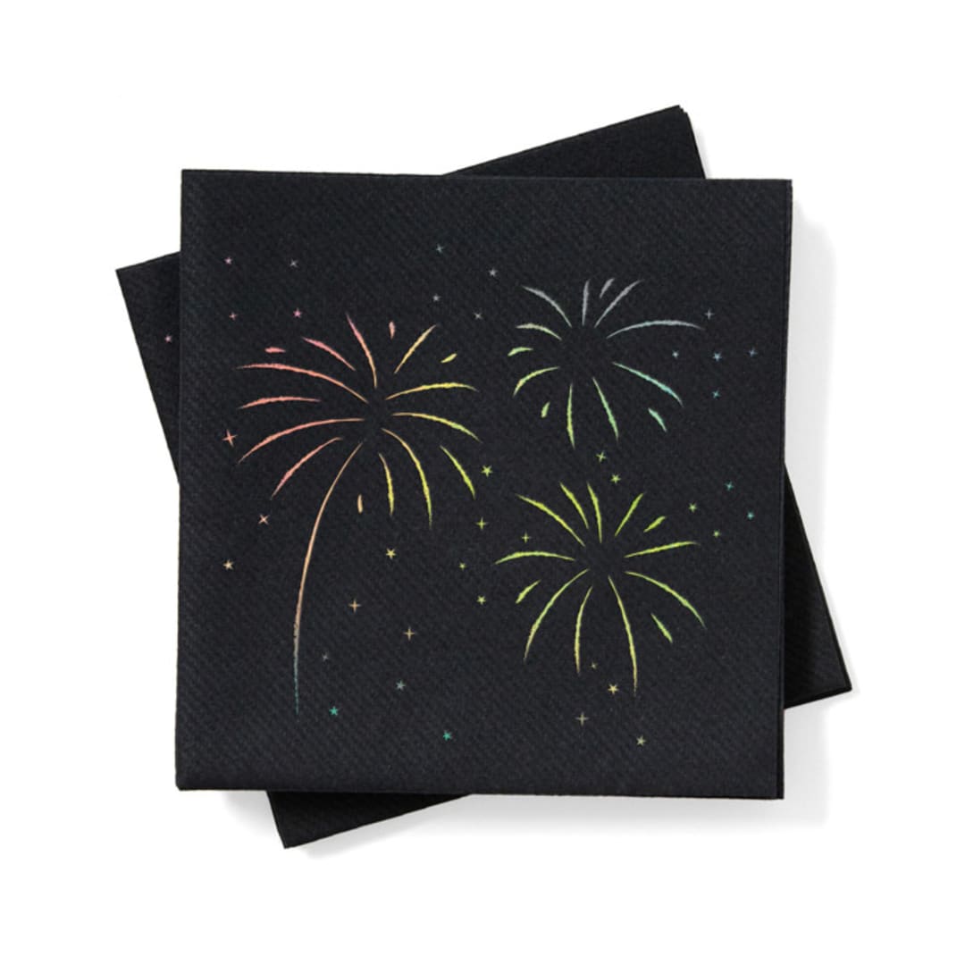 "Fireworks Cocktail Napkin Pack, set of 20" - Napkins in black by ForYourParty