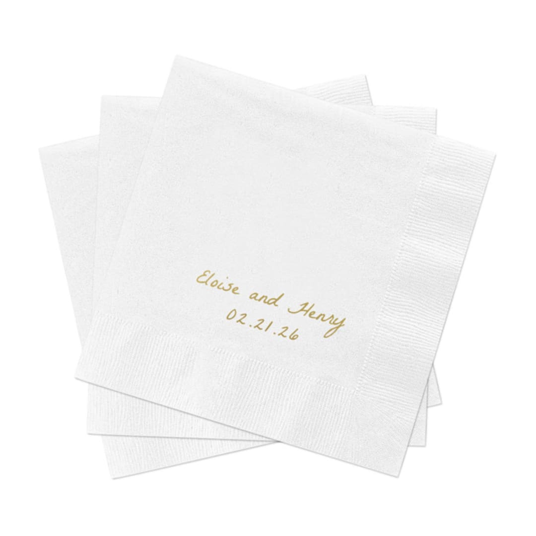 "Script Wedding Cocktail Napkins, Pack of 200" - Napkins in multicolorassorted-colors by Studio Lavender