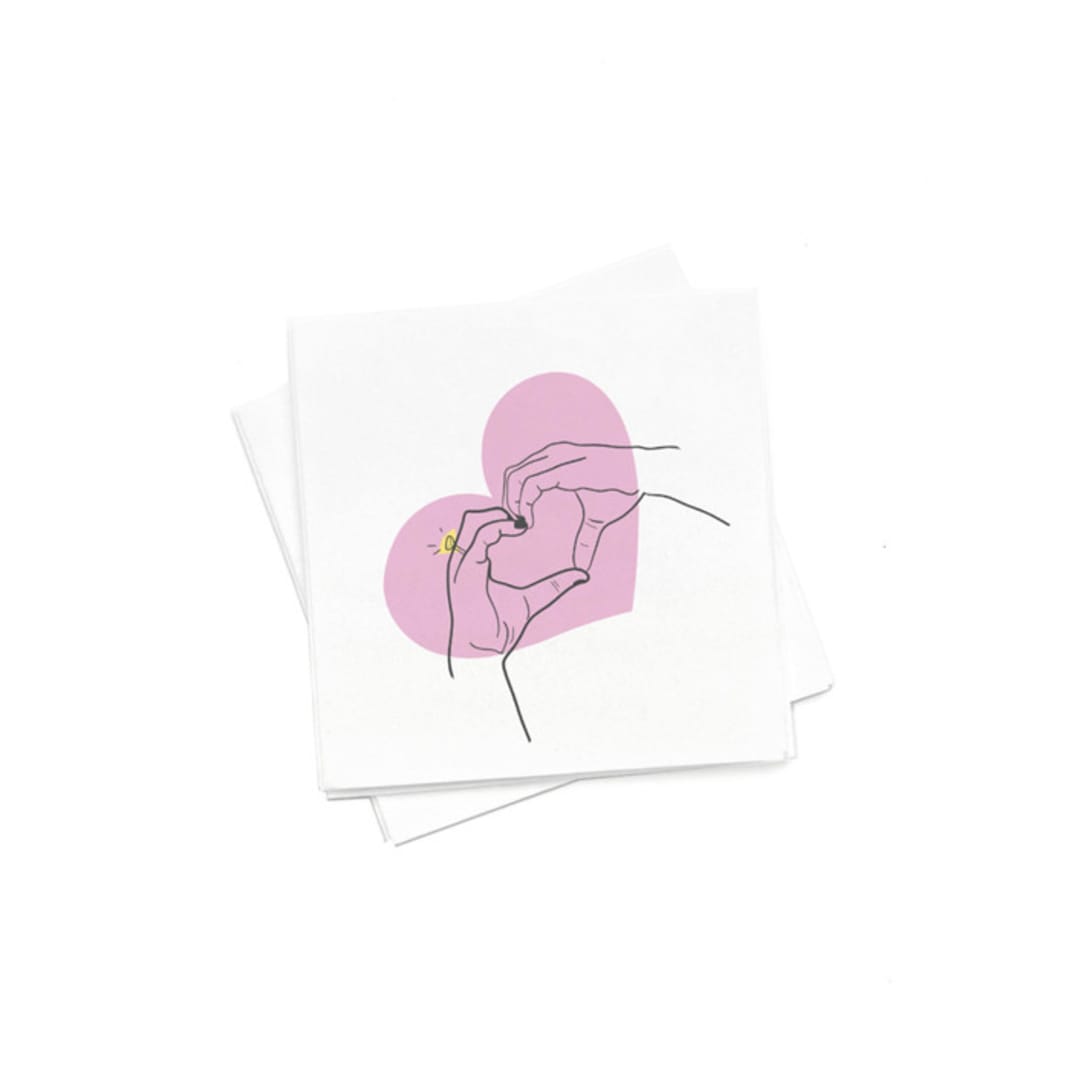 "Heart Hands Napkin Pack, cocktail size, pack of 50" - Napkins in white by ForYourParty