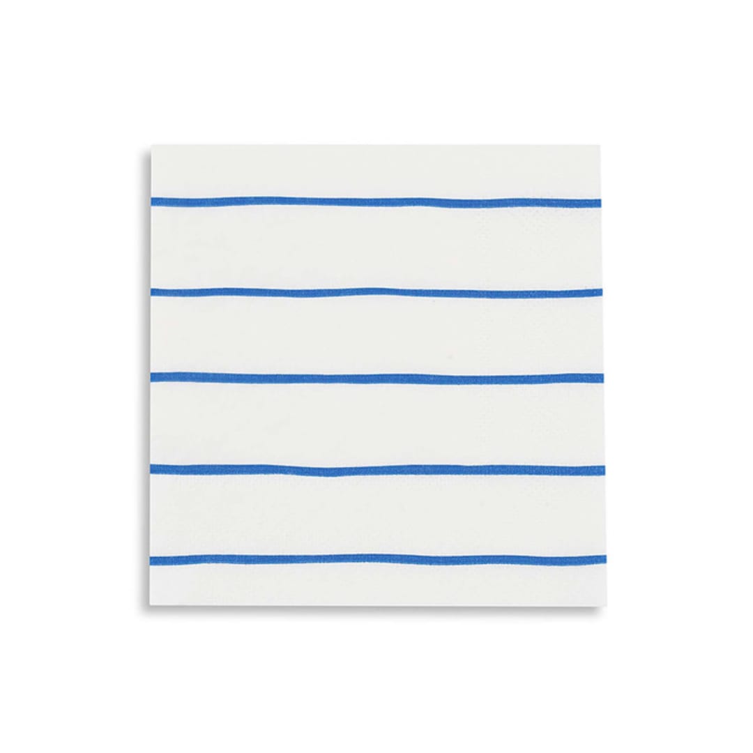 "Cobalt Frenchie Stripes Petite Napkins" - Napkins in blue by Jollity and Co