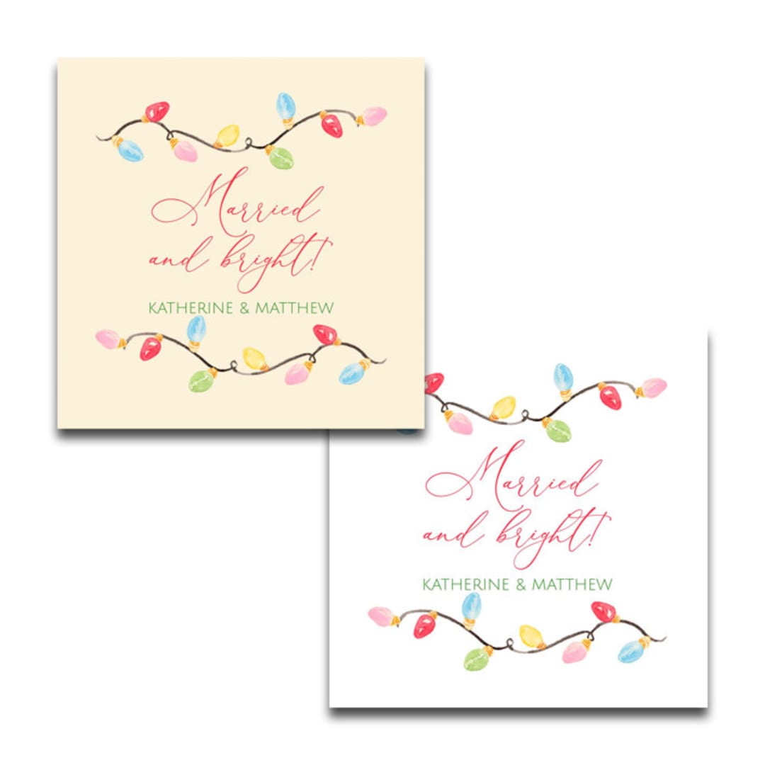 "Custom Married and Bright Christmas Wedding Napkins- Pack of 100" - Napkins in white by Papel Custom Design