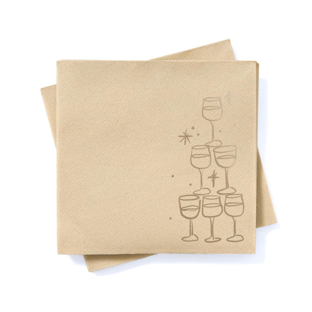 "Champagne Tower Napkin Pack, cocktail size, set of 20" - Napkins in beige by ForYourParty