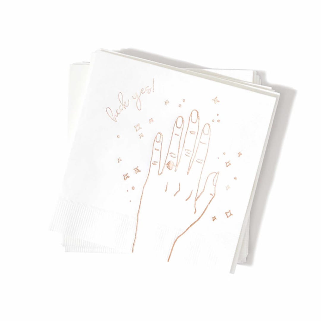 "Heck Yes! Napkin Pack, cocktail size, pack of 50" - Napkins in white by ForYourParty