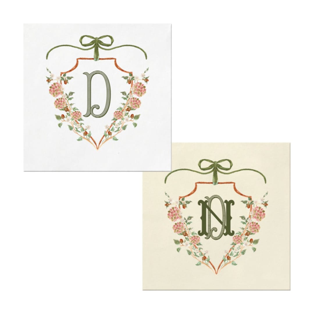 "Custom Fall Crest Napkins- Pack of 100" - Napkins in white by Papel Custom Design