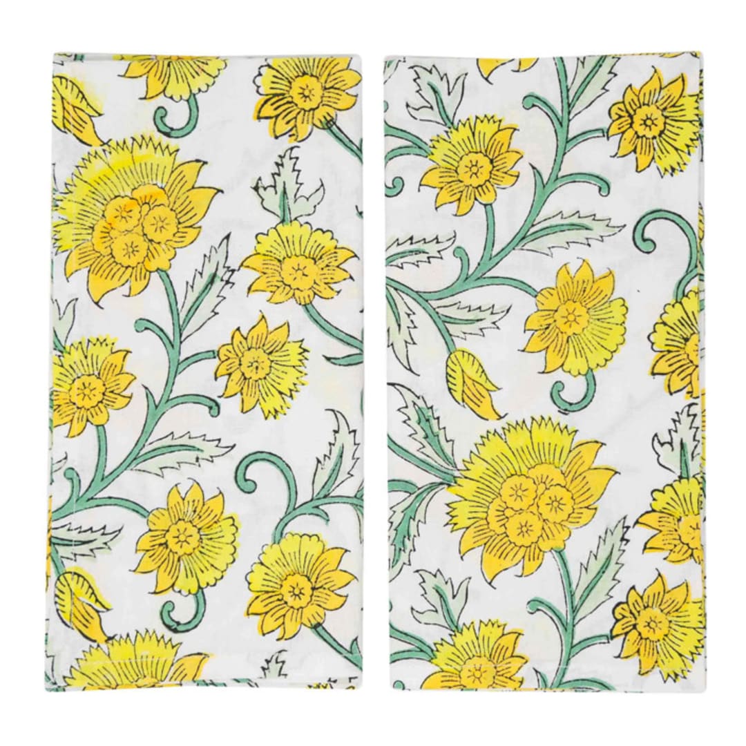"Daffodil Napkins, Set of 4" - Napkins in yellow by Jenny Roberts