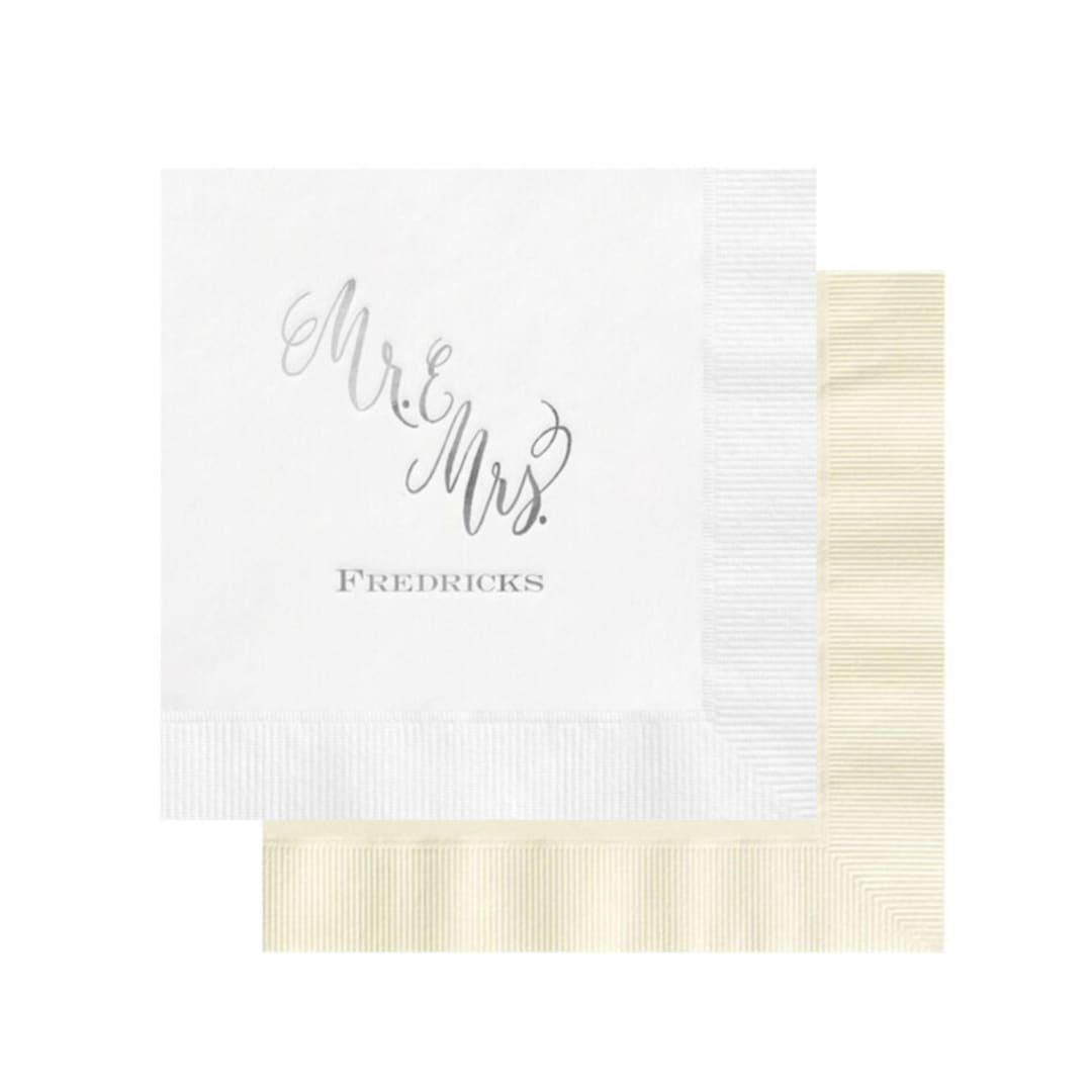 "Diagonal Custom Mr. & Mrs. Napkin - Pack of 100" - Napkins in multicolorassorted-colors by Papel Custom Design
