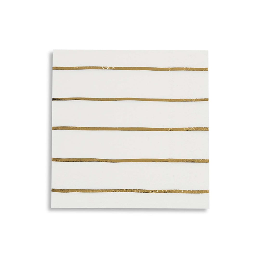 "Gold Metallic Frenchie Stripes Petite Napkins" - Napkins in gold by Jollity and Co