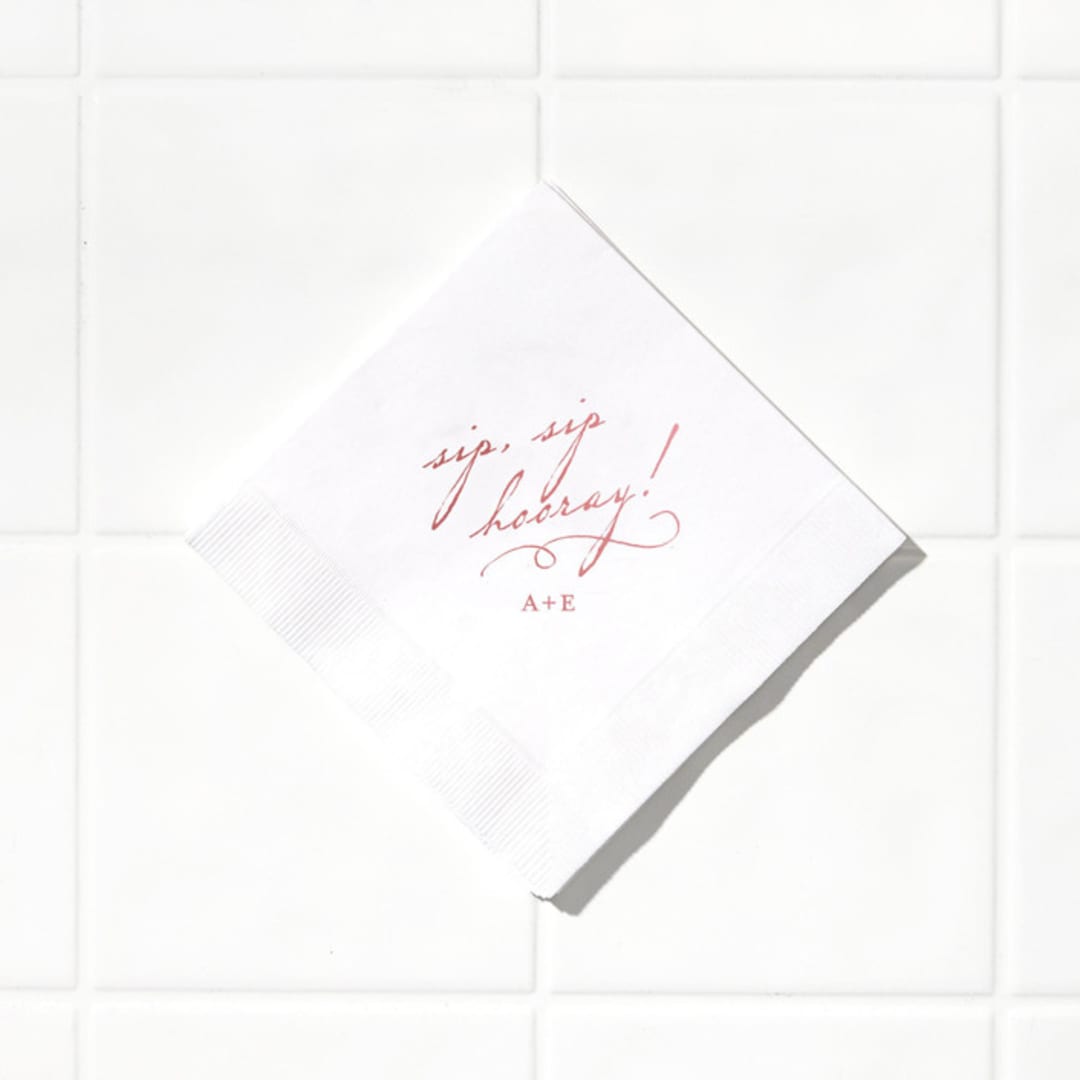 "Dear Script Napkin, cocktail size, set of 100" - Napkins in white by ForYourParty