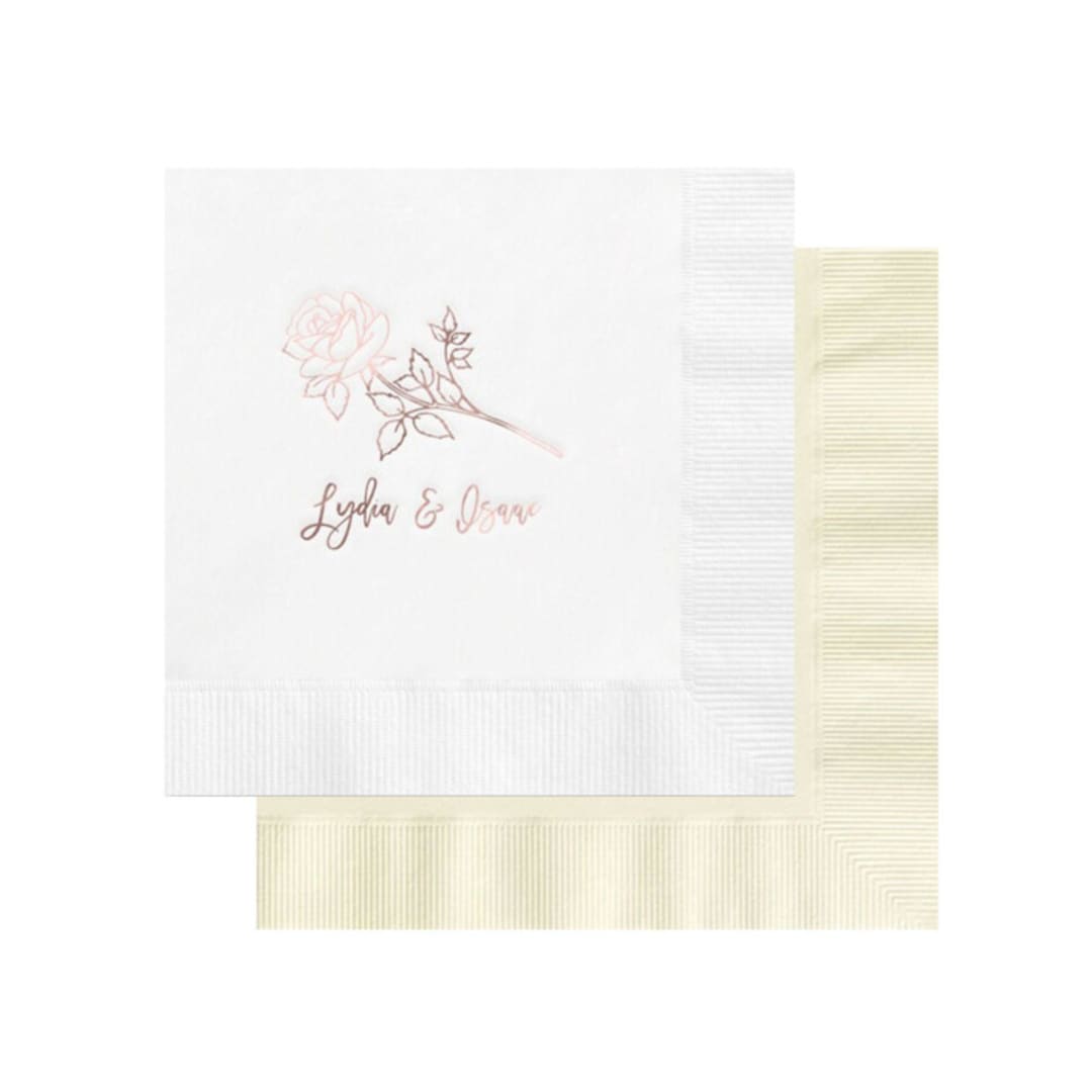 "Long Stem Rose Custom Napkin - Pack of 100" - Napkins in multicolorassorted-colors by Papel Custom Design
