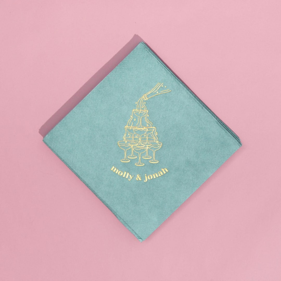 "Classic Champagne Tower Napkin, cocktail size, set of 100" - Napkins in green by ForYourParty