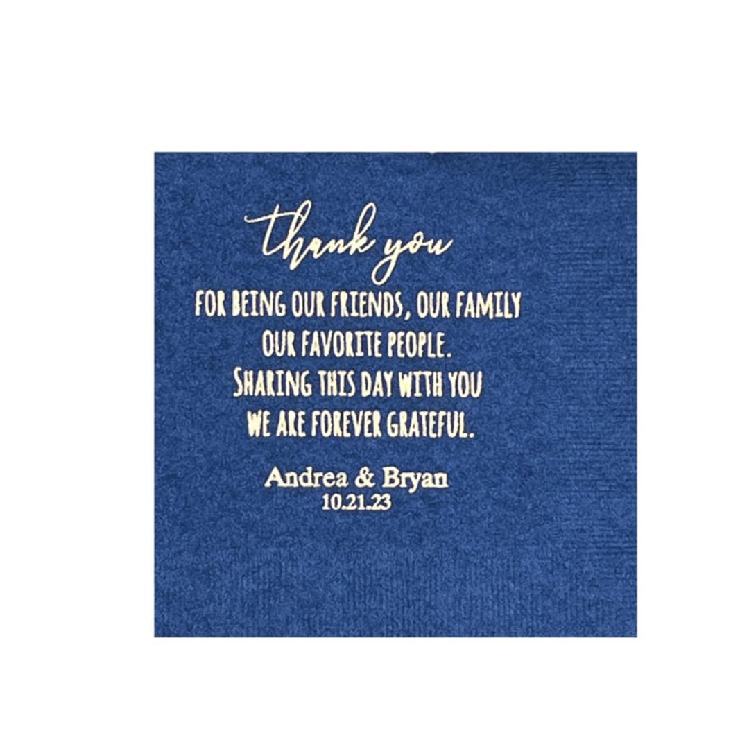 "Custom Foil Expressing Gratitude Napkin - Pack of 100" - Napkins in multicolorassorted-colors by Papel Custom Design