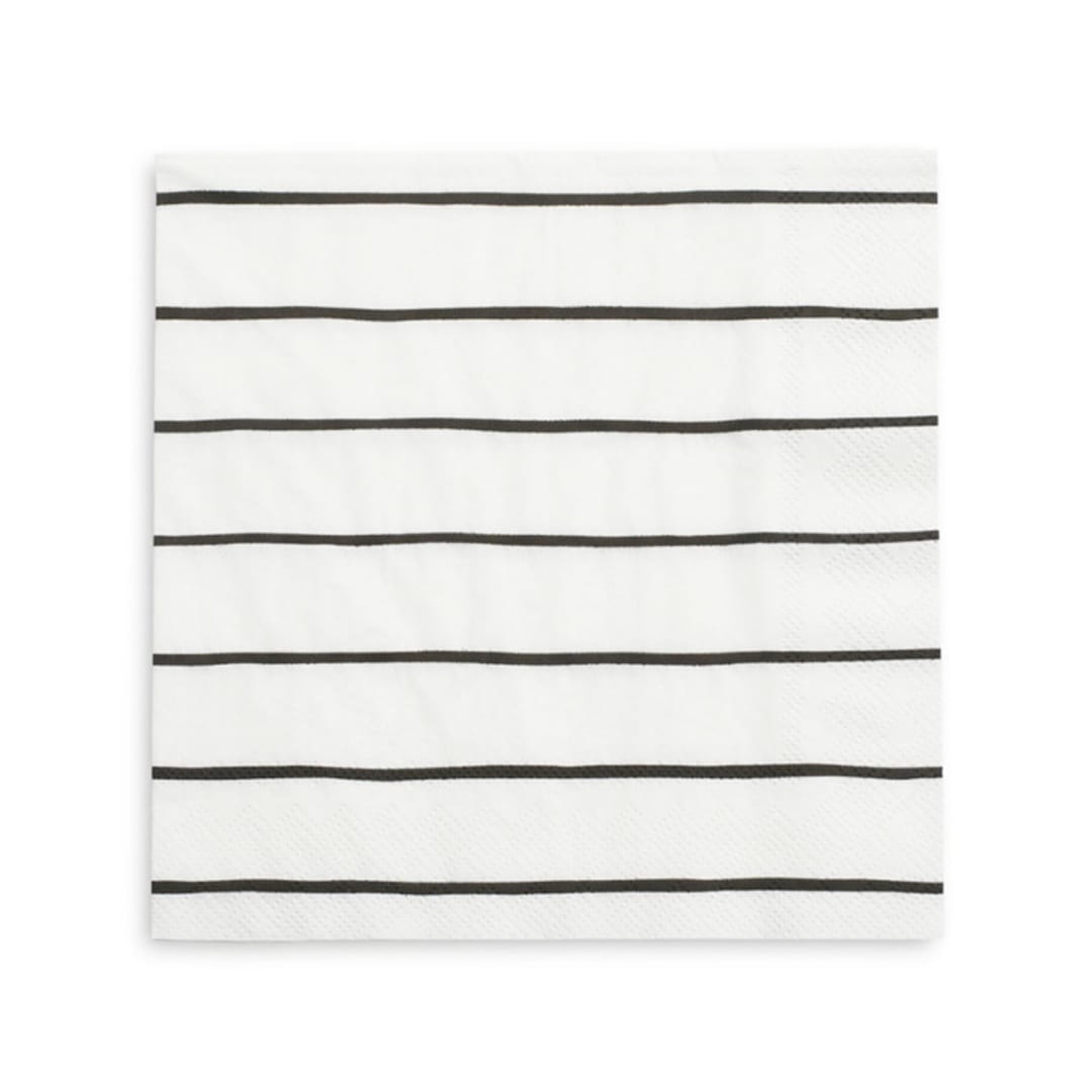 "Ink Frenchie Striped Large Napkins - Set of 16" - Napkins in black by Jollity and Co