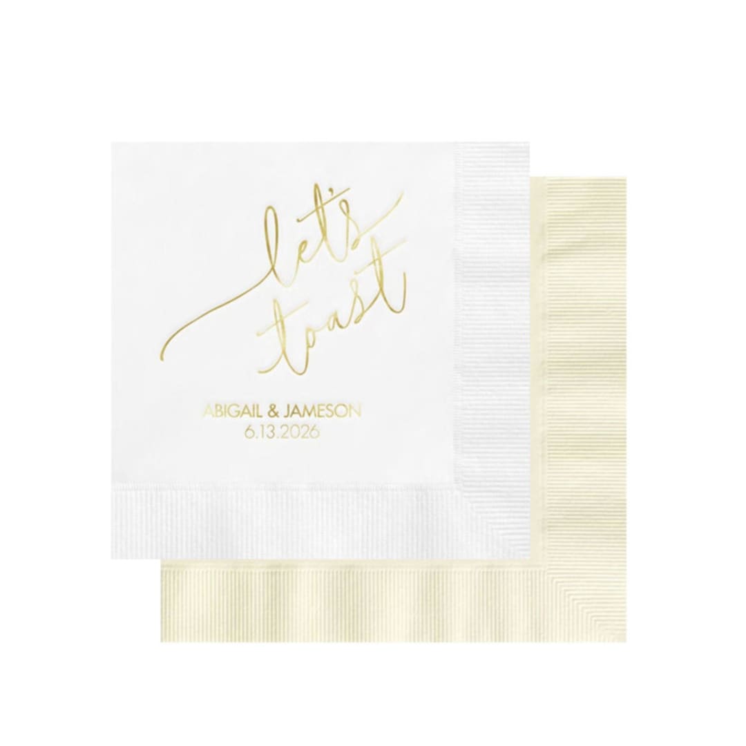 "Let's Toast Custom Foil Napkin - Pack of 100" - Napkins in multicolorassorted-colors by Papel Custom Design