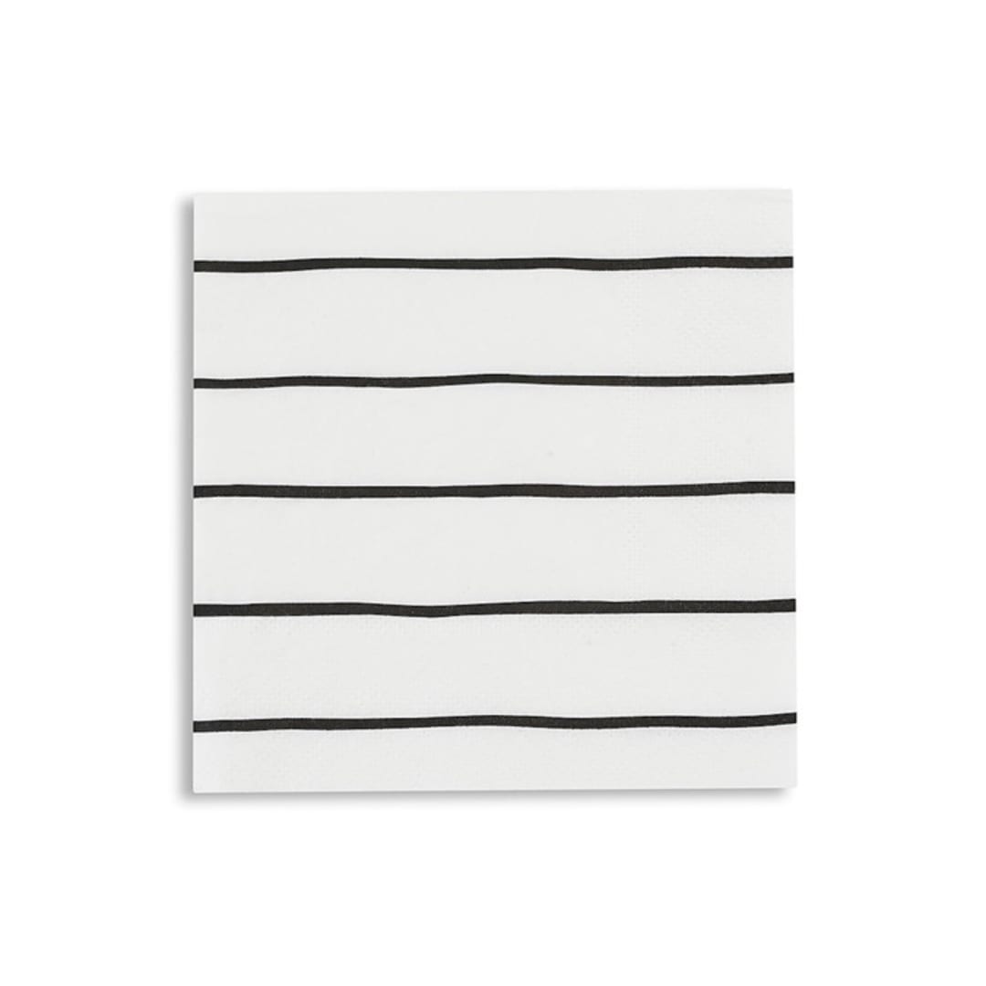 "Ink Frenchie Striped Petite Napkins" - Napkins in black by Jollity and Co
