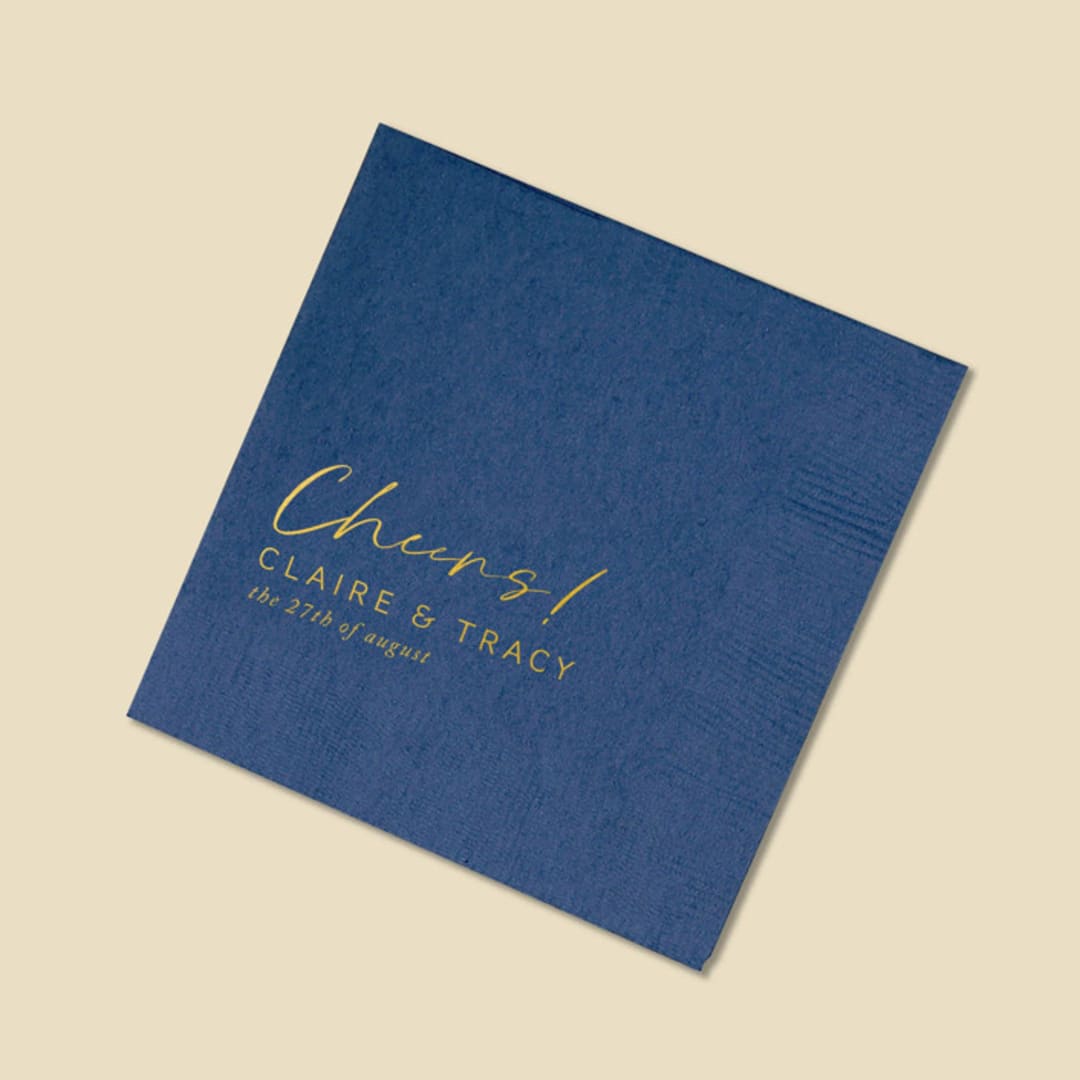 "Script Cheers Names Napkin, cocktail size, set of 100" - Napkins in white by ForYourParty