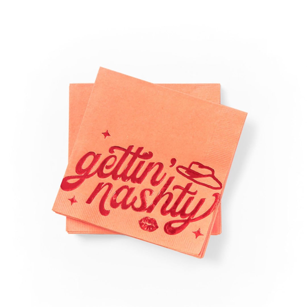 "Gettin' Nashty Napkin Pack, cocktail size, pack of 50" - Napkins in red by ForYourParty