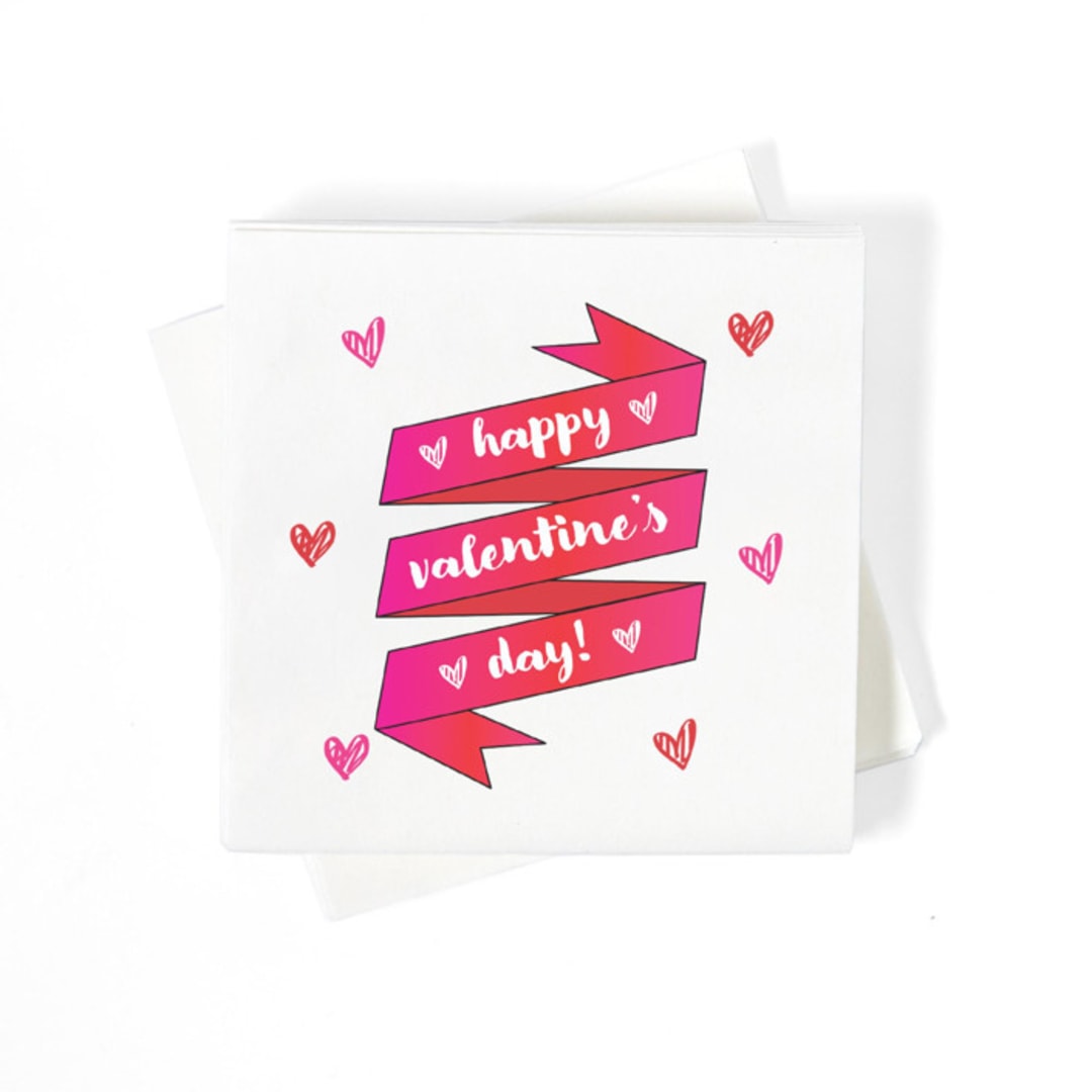 "Valentine's Day Banner Napkins, cocktail size, set of 20" - Napkins in white by ForYourParty