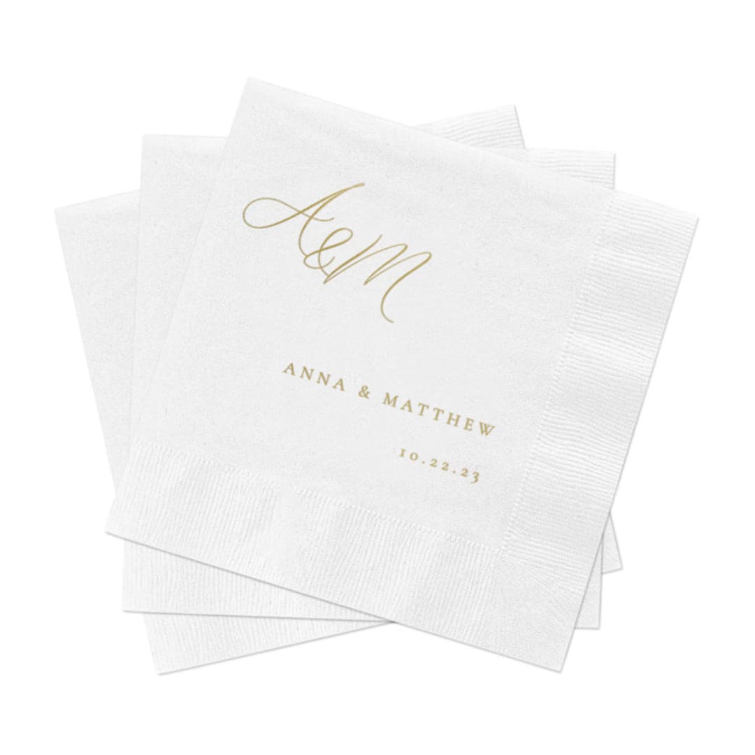 "Monogram Wedding Cocktail Napkins, Pack of 200" - Napkins in multicolorassorted-colors by Studio Lavender