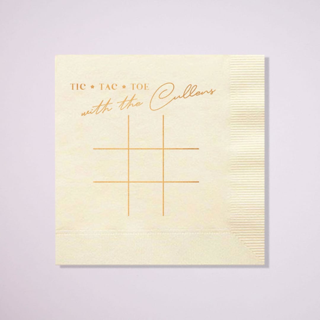 "Custom Tic Tac Toe Napkin, cocktail size, set of 100" - Napkins in beige by ForYourParty
