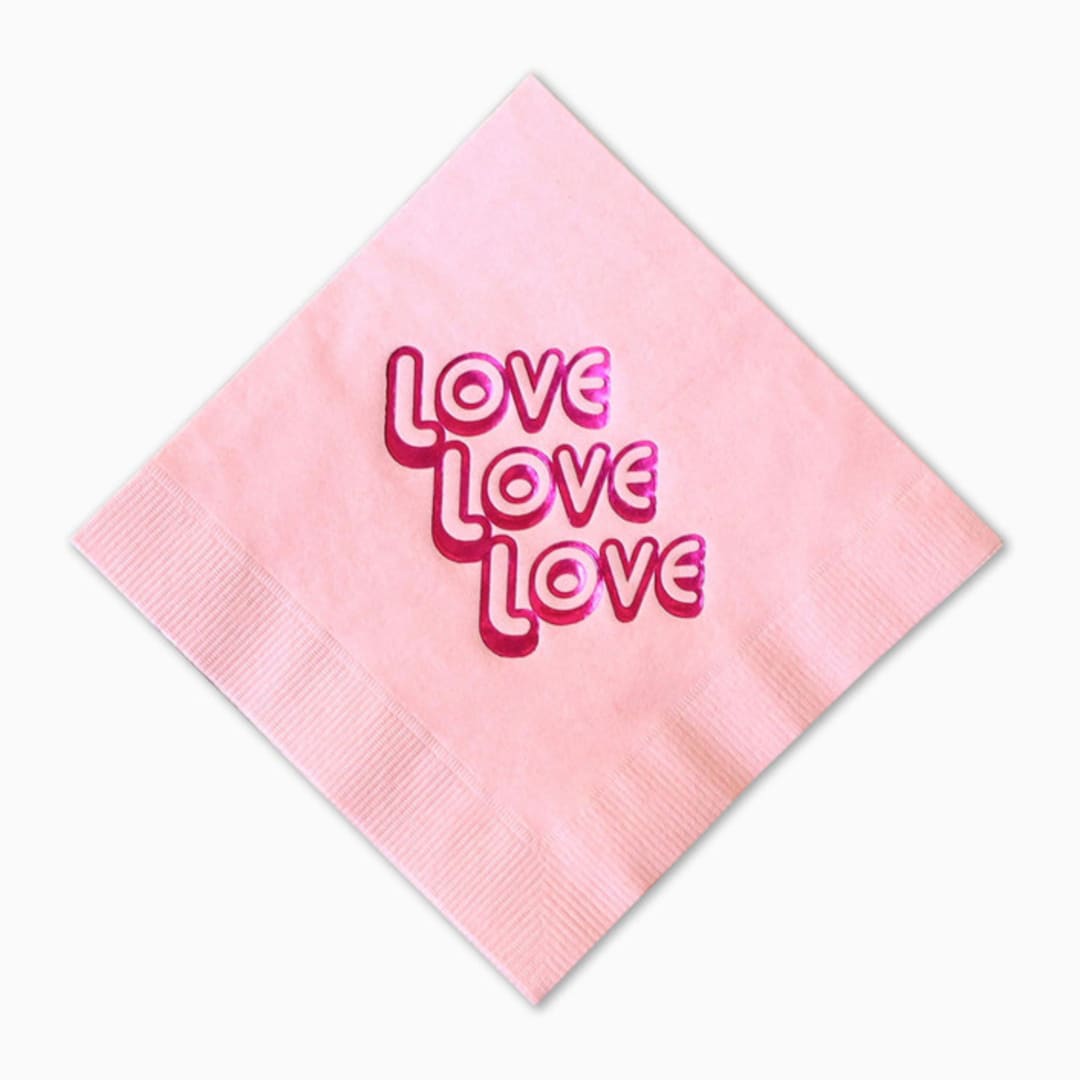 "Love Love Love Napkin Pack, cocktail size, pack of 20" - Napkins in pink by ForYourParty