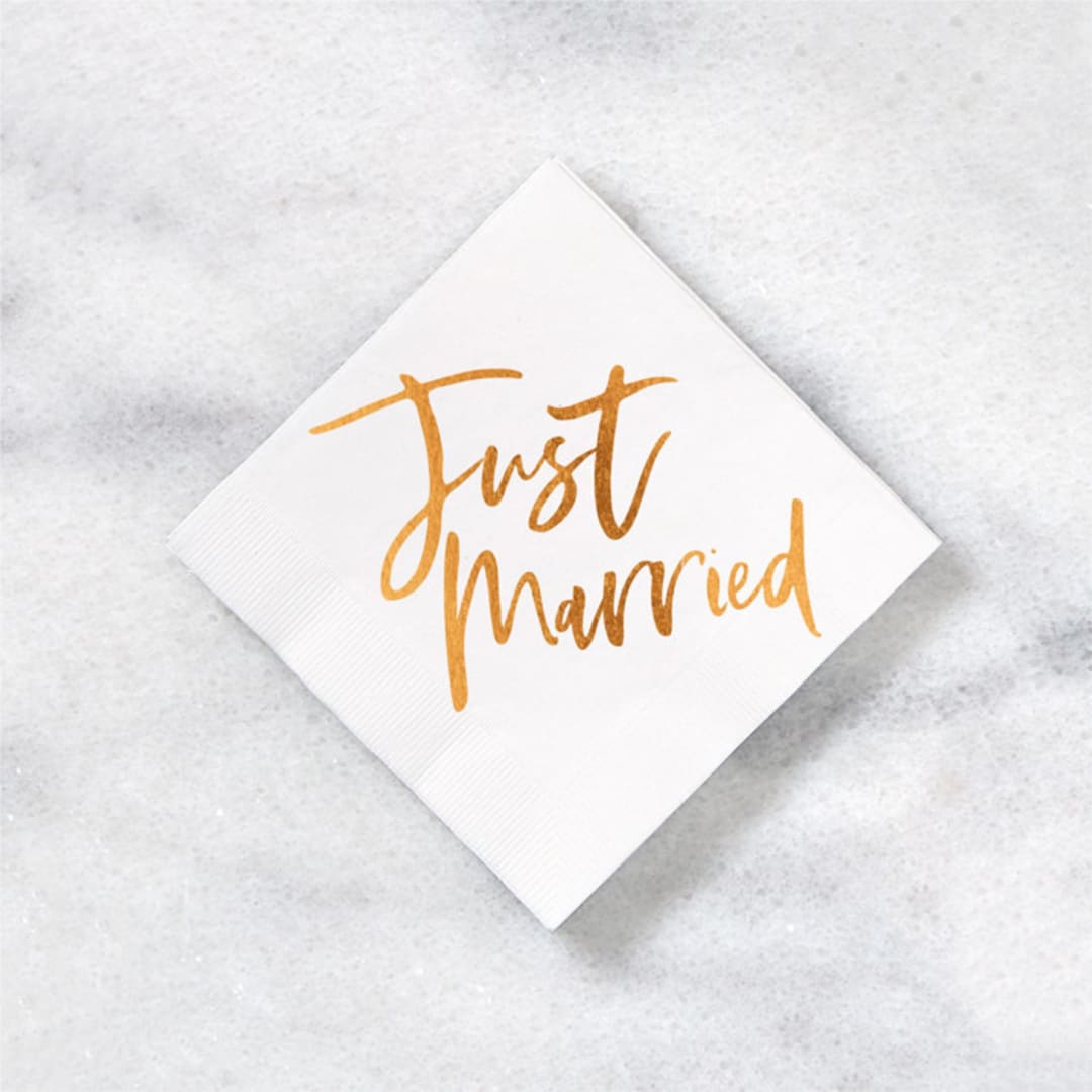 "Just Married Napkin Pack, cocktail size, pack of 20" - Napkins in white by ForYourParty