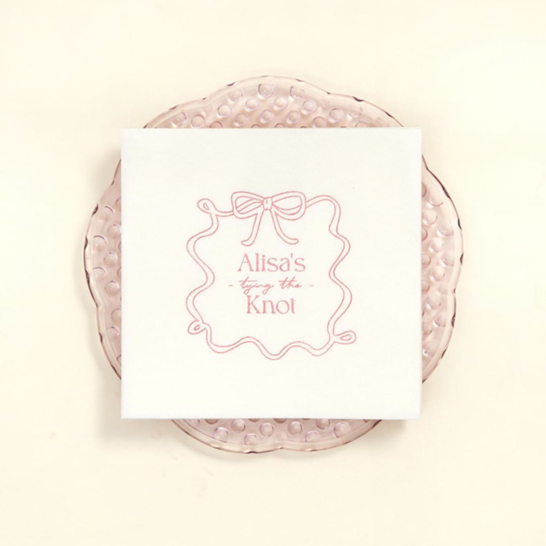 "Ribbon Frame Tying the Knot Napkin, luncheon size, set of 100" - Napkins in white by ForYourParty