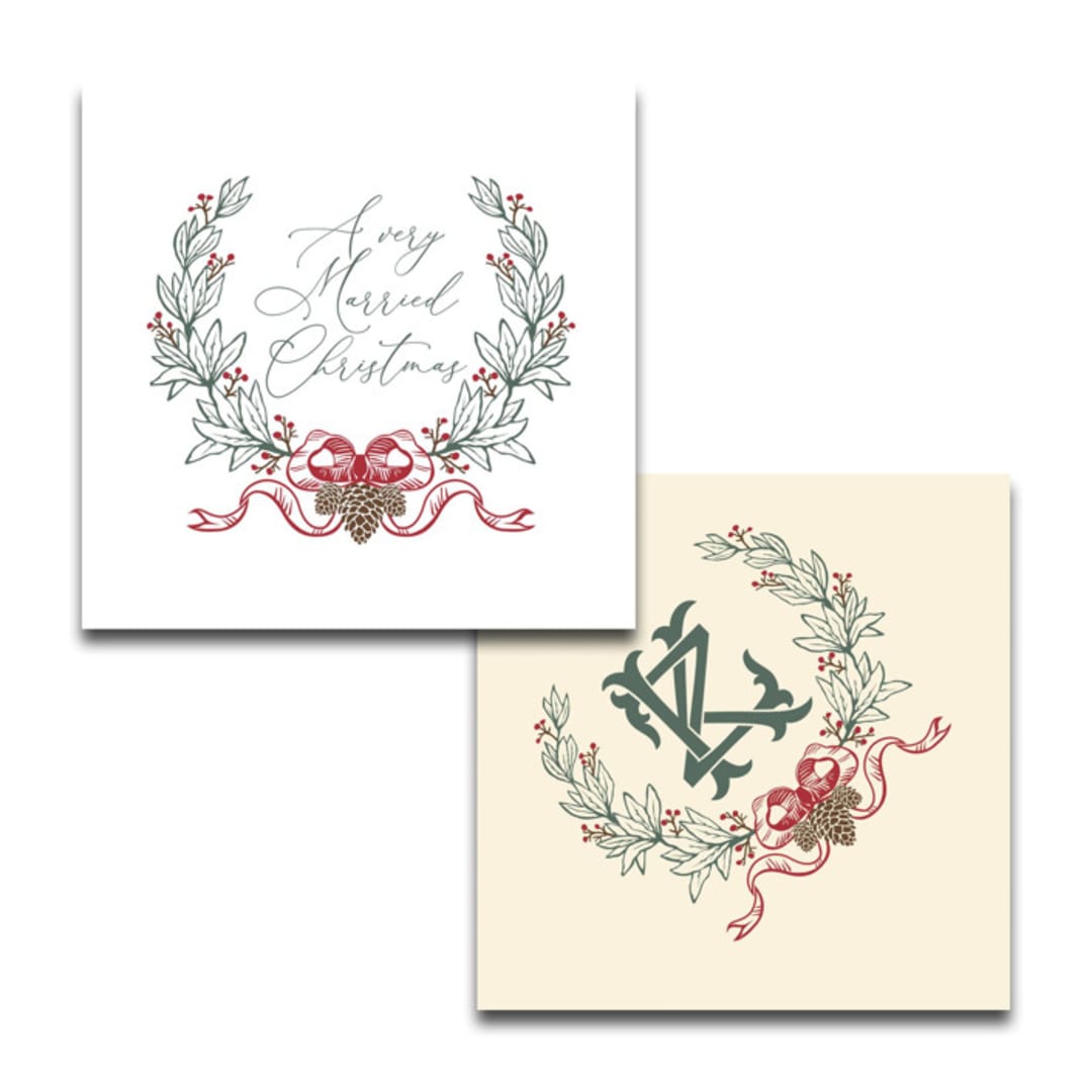 "Custom Very Married Christmas Wedding Crest- Pack of 100" - Napkins in white by Papel Custom Design