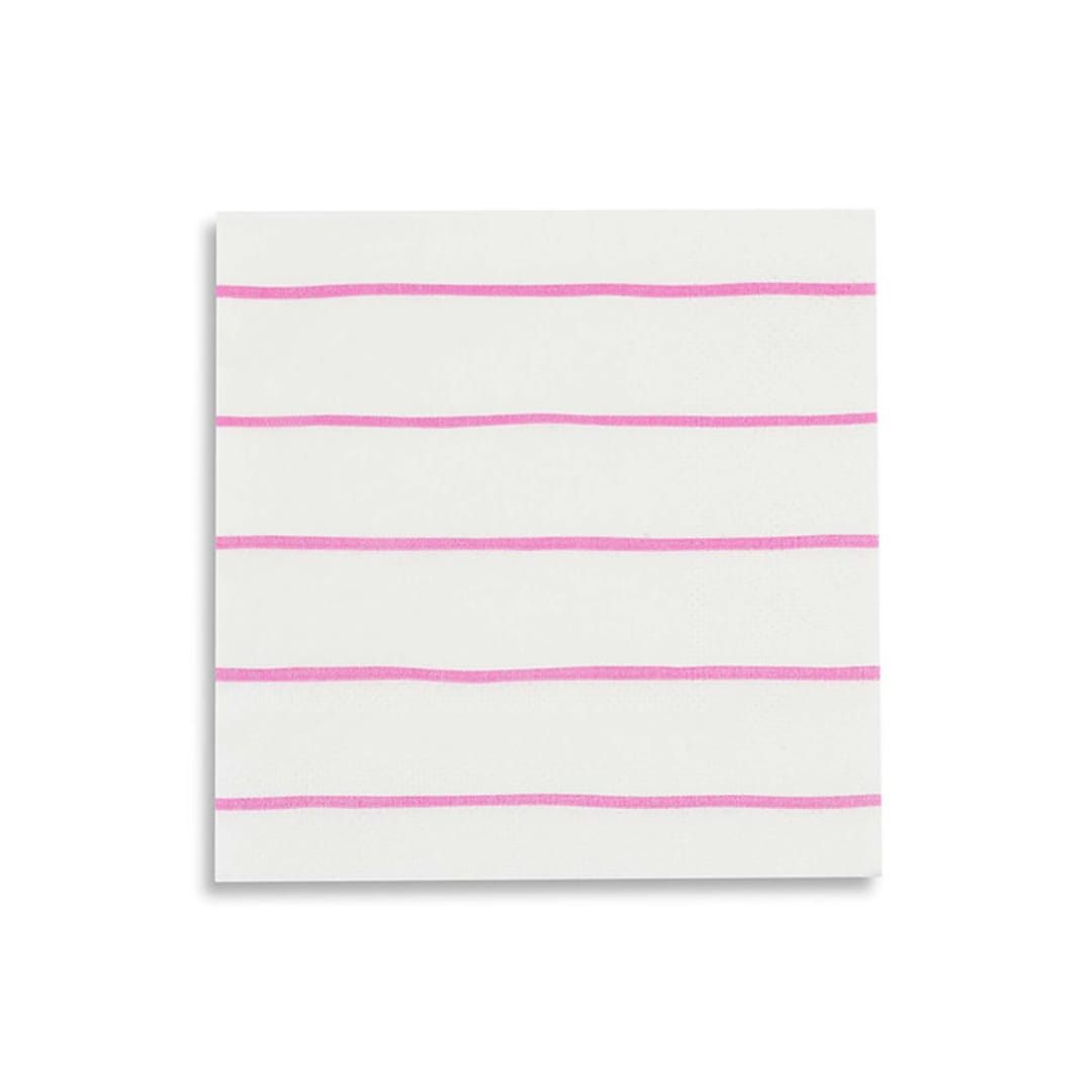 "Cerise Frenchie Stripes Petite Napkins" - Napkins in pink by Jollity and Co