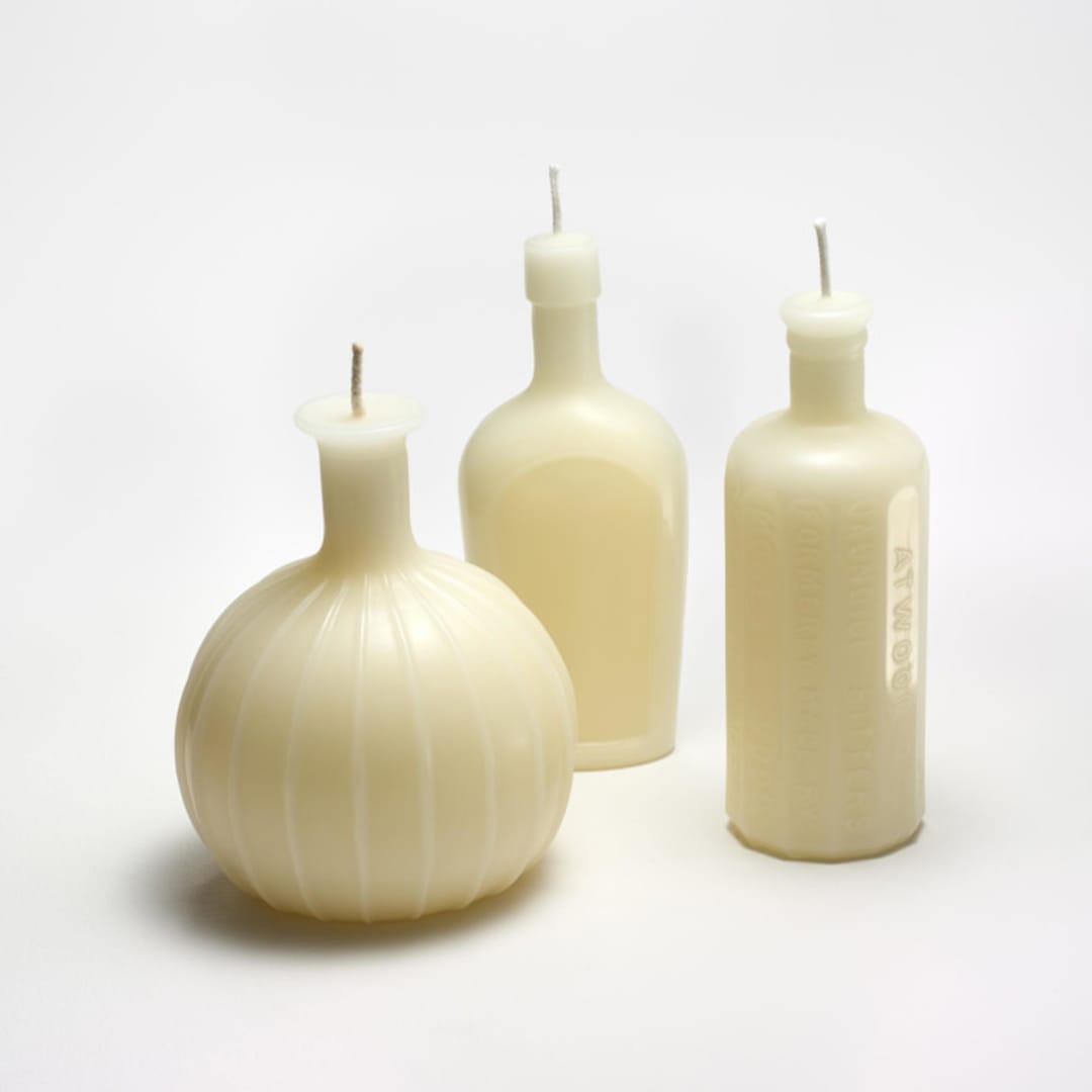 "Bottles set of 3 Cream" - Candles in white by Jessie Green