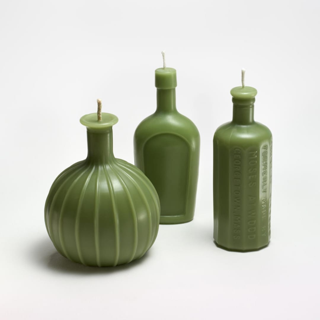 "Bottles set of 3 Sage" - Candles in green by Jessie Green