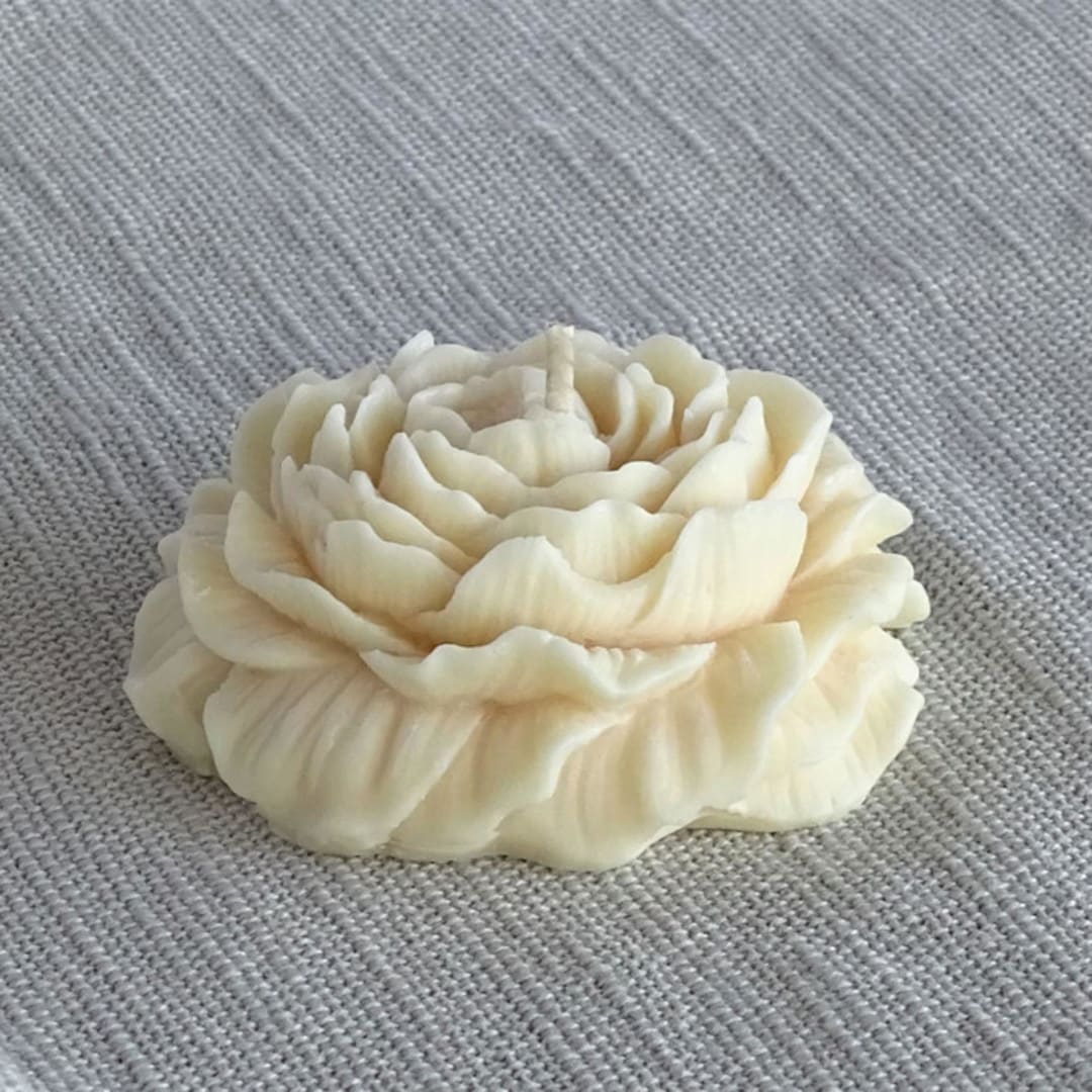 "Wax Peony Candle (Ivory)" - Candles in natural by LiveYoung Candle Co.