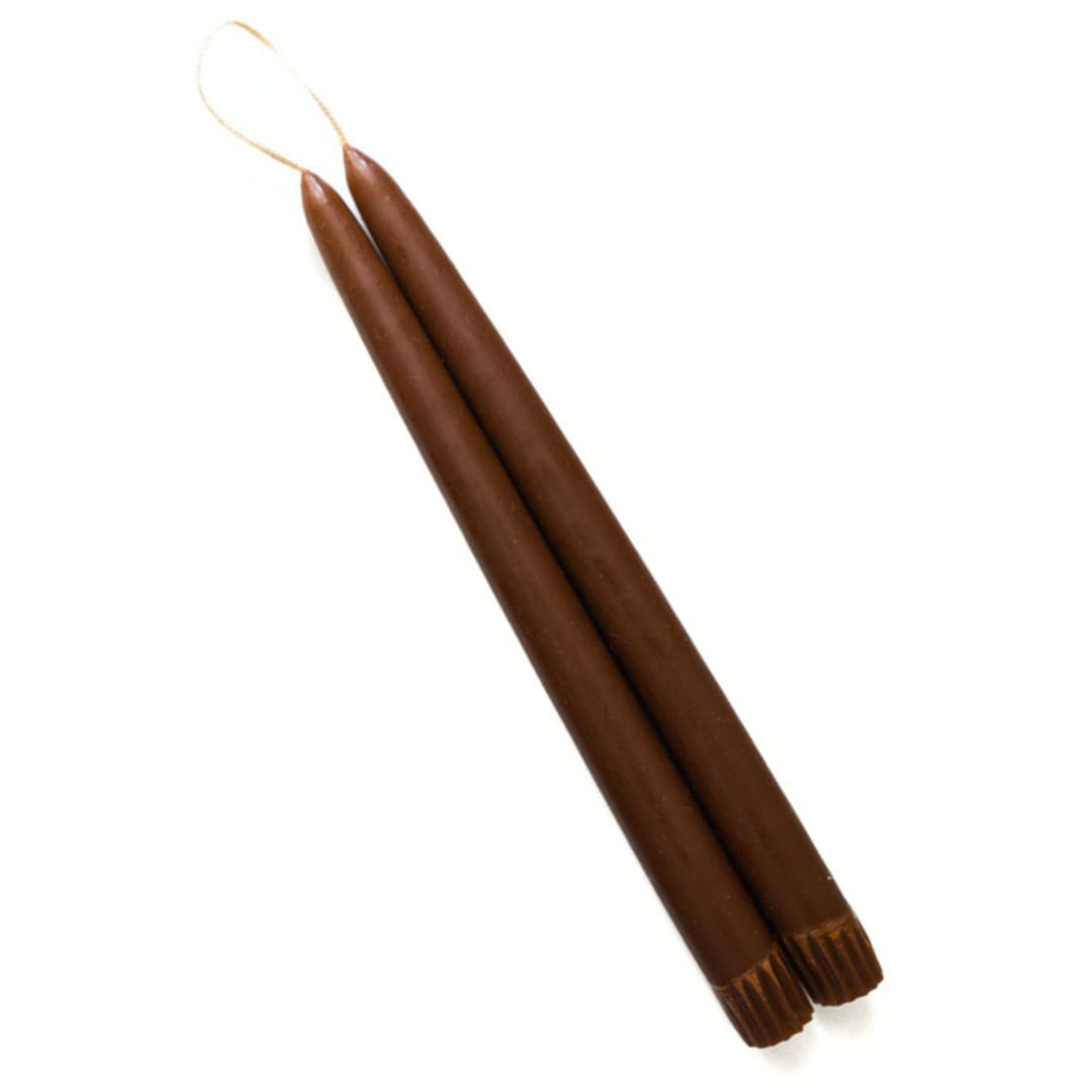 "The 11 Inch Hand-Dipped Taper Candle in Dark Brown" - Candles in brown by Millstream Home