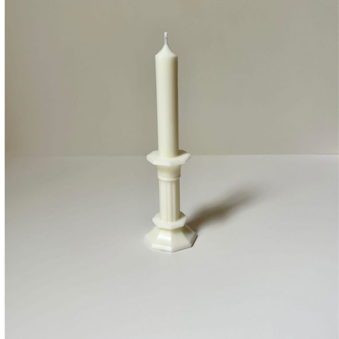 "White Candle On Stand" - Candles in white by Over By The Moon