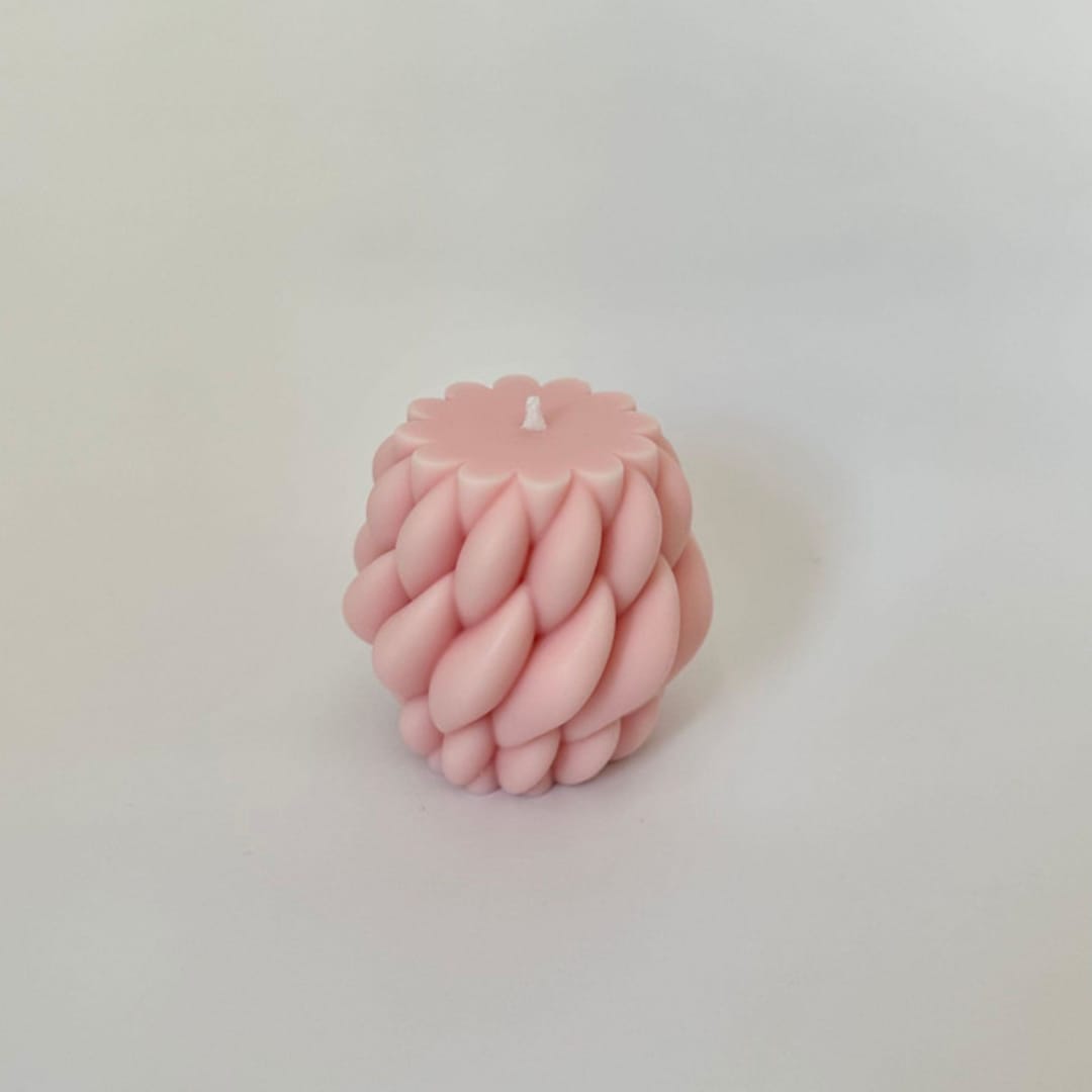 "Pink Thick Woven Candle" - Candles in pink by Over By The Moon
