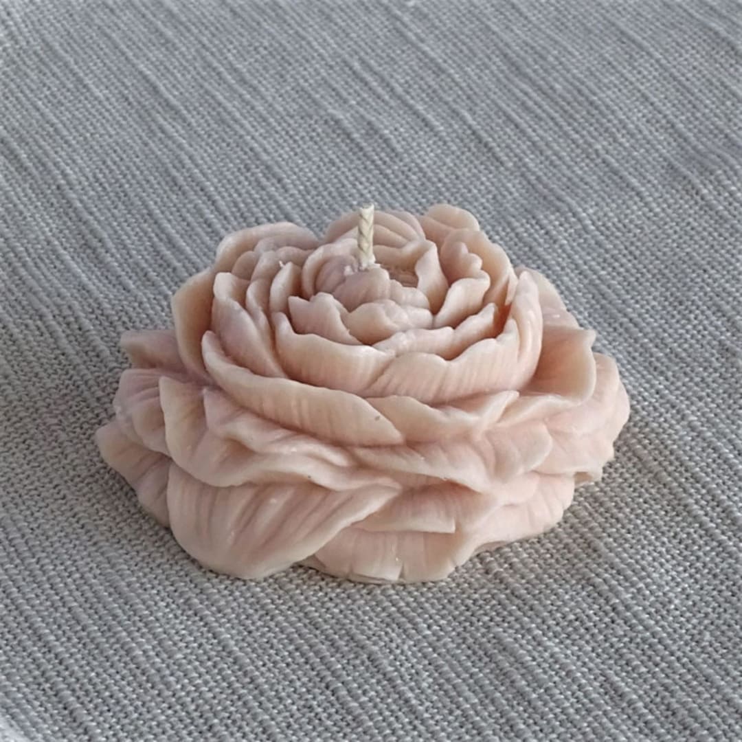 "Wax Peony Candle (Tan)" - Candles in brown by LiveYoung Candle Co.