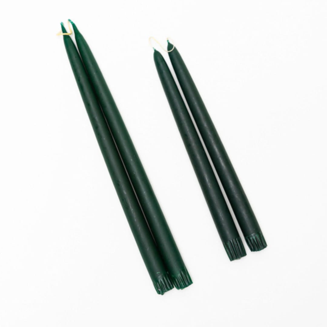 "The 14 Inch Hand-Dipped Taper Candle in Evergreen" - Candles in green by Millstream Home