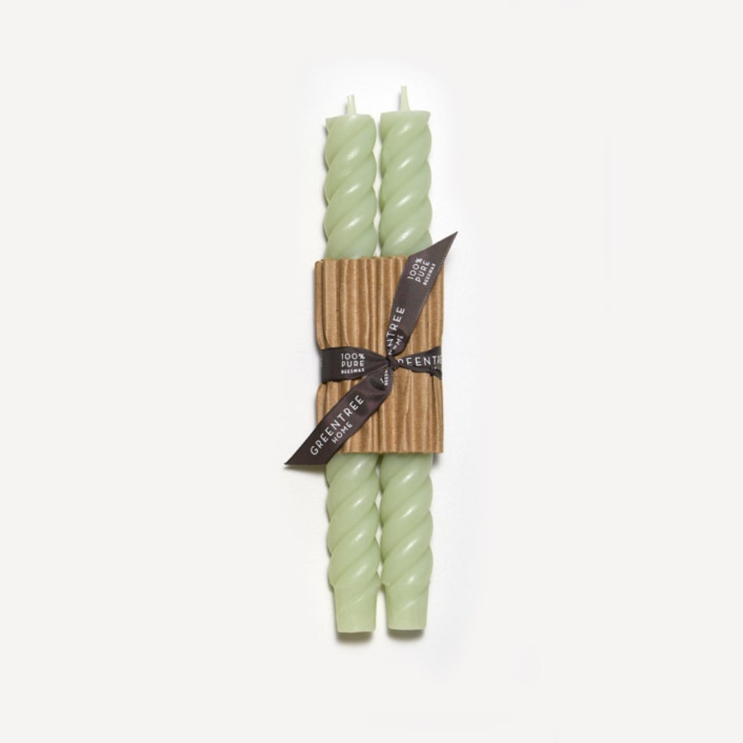 "10" Rope Tapers (pair) Celadon" - Candles in green by Jessie Green