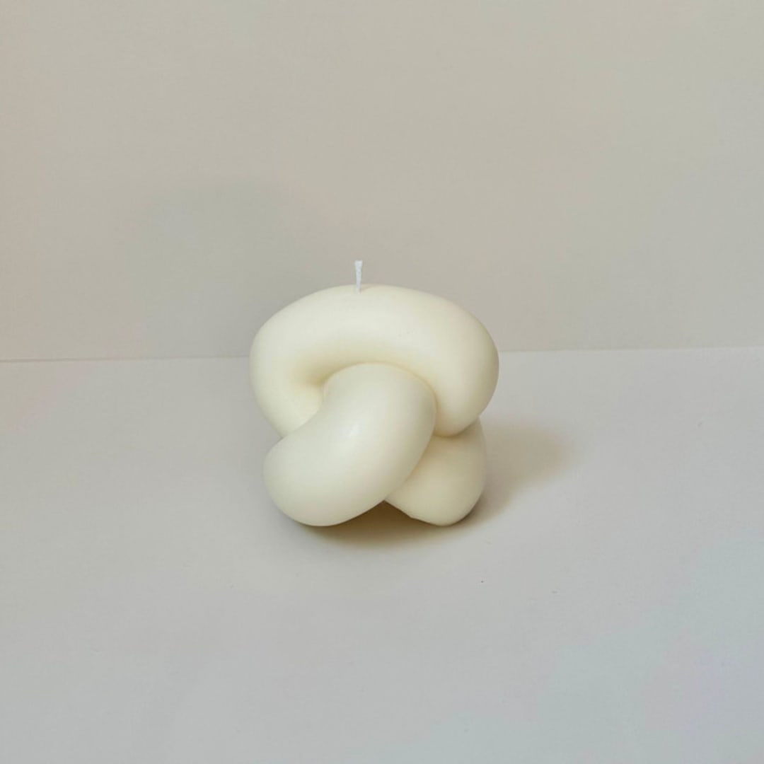 "Large White Dough Knot" - Candles in white by Over By The Moon