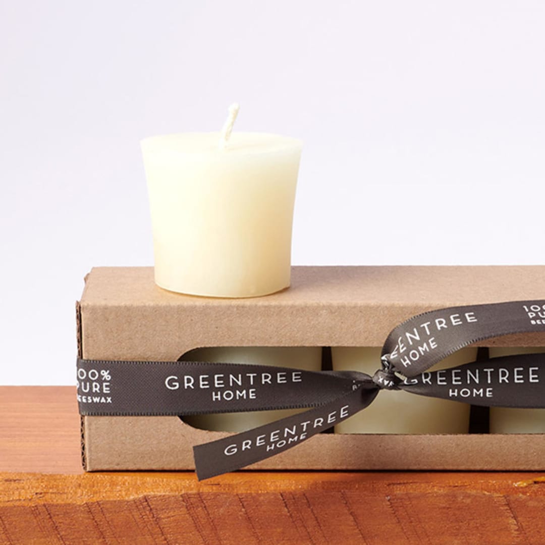 "Votives Boxed Set of 4 Cream" - Candles in white by Jessie Green