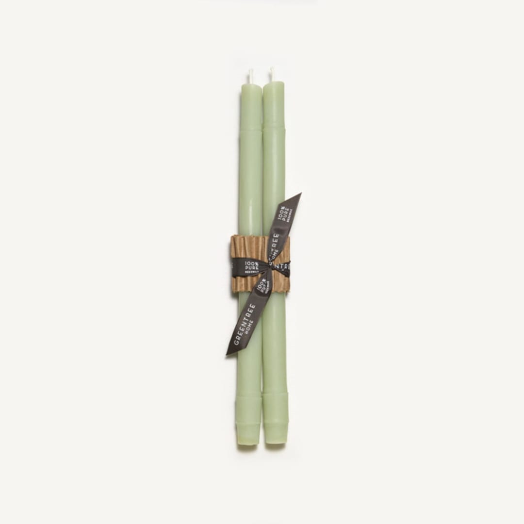 "12" Bamboo Tapers (pair) Celadon" - Candles in green by Jessie Green