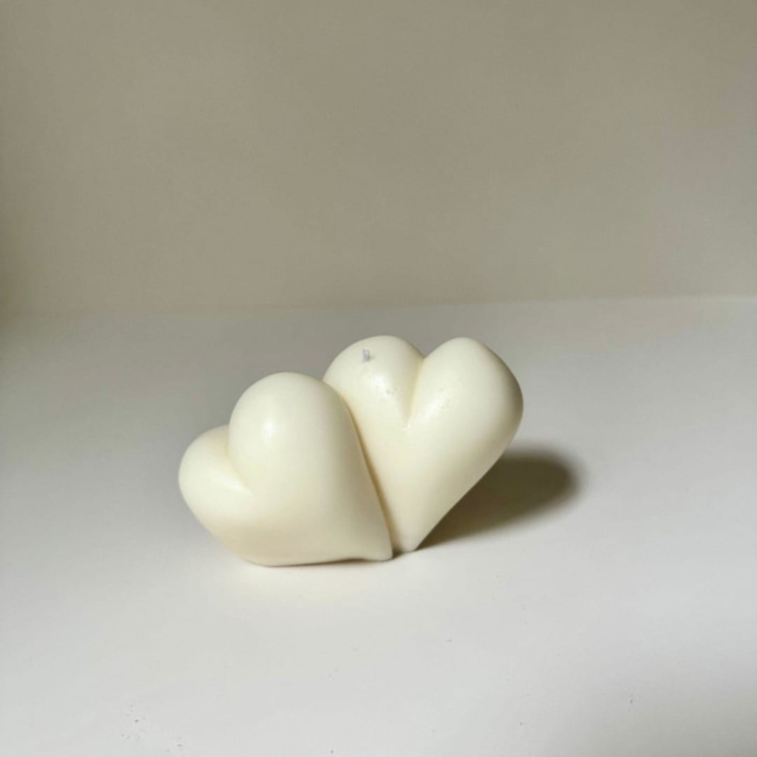 "White 2 Hearts As 1 Candle" - Candles in white by Over By The Moon