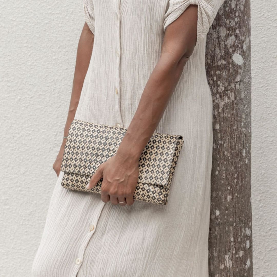 "Woven Clutch in Black Motif" - Bridal Clutches and Purses in black by Suzanne Seick
