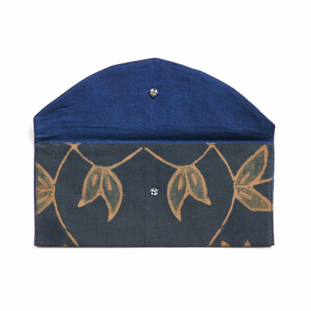 "Folio Indigo Shibori Hand Crafted Zero Waste Cotton Pouch" - Bridal Clutches and Purses in blue by Anjali Purohit