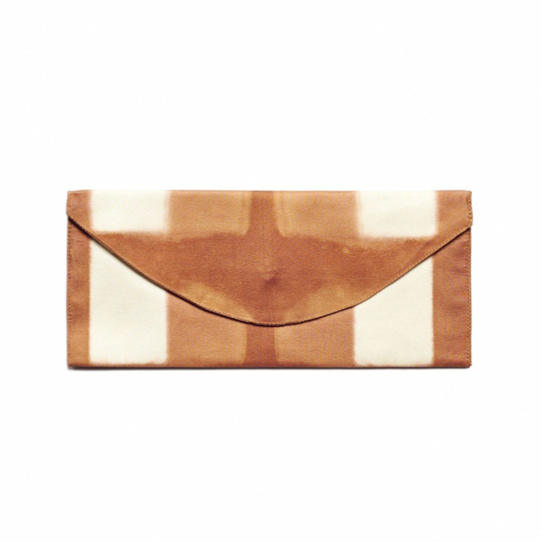 "Melo Gold Mulberry Silk Shibori​ Pouch" - Bridal Clutches and Purses in gold by Anjali Purohit