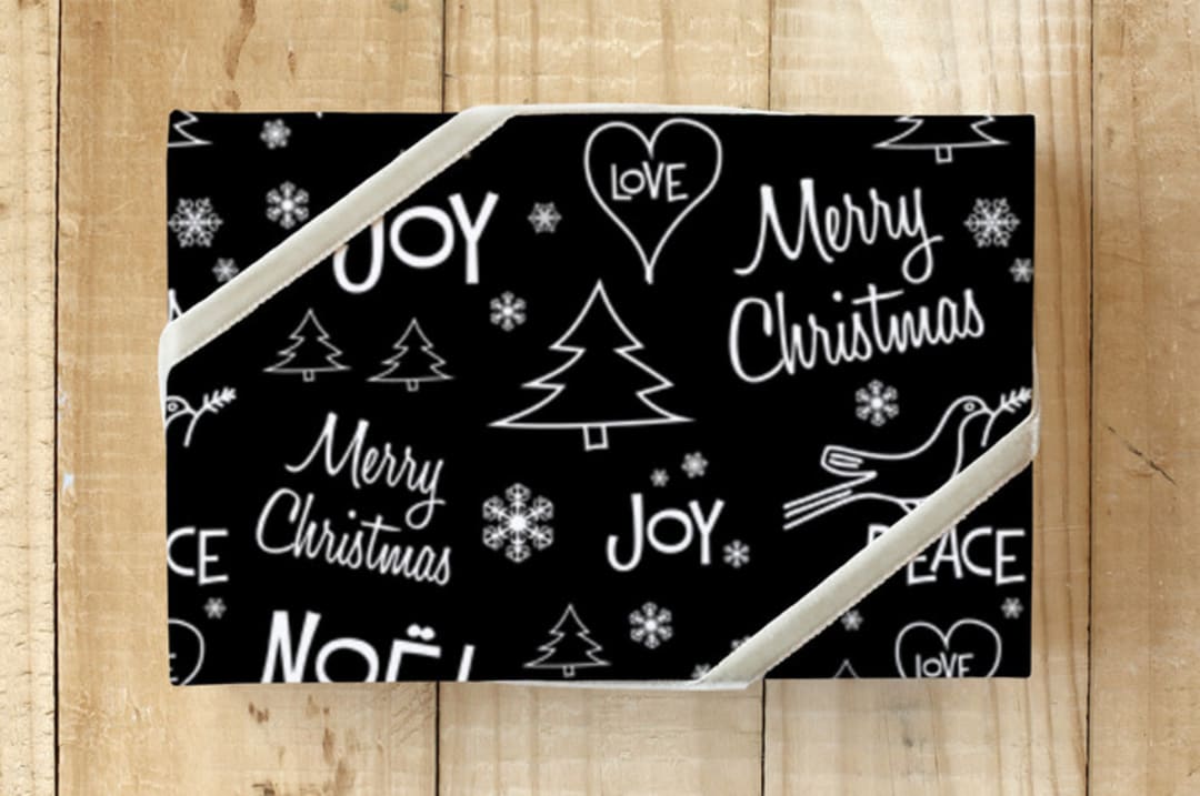 "Nostalgic Christmas" - Wrapping Paper in Black and White by Erika Firm - Front