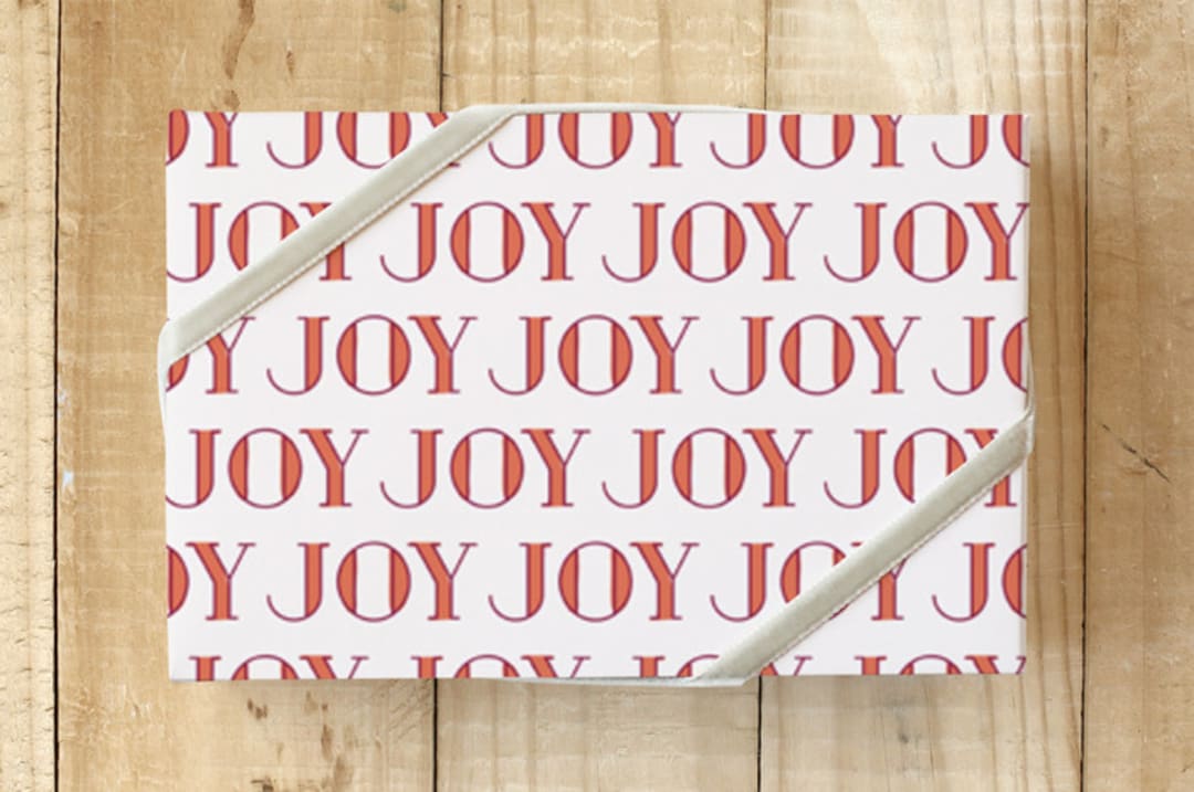 "Repeat the Sounding Joy" - Wrapping Paper in Cranberry by Hooray Creative - Front
