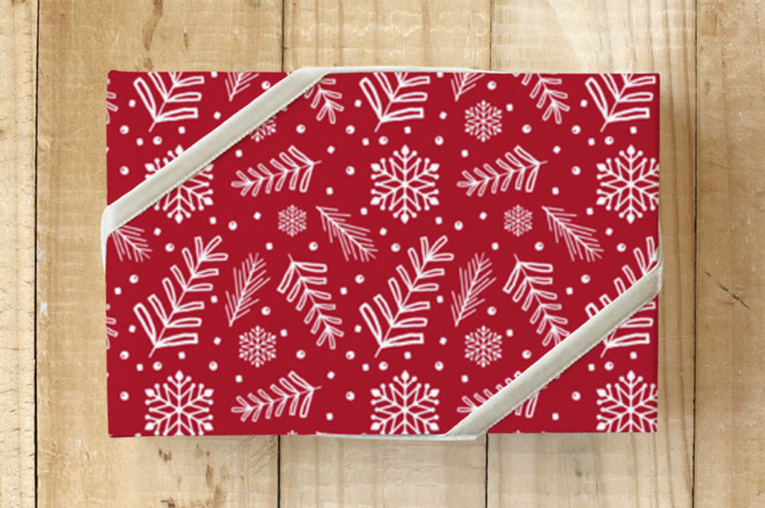 "Handdrawn Holiday." - Wrapping Paper in Holiday Red by Beth Schneider - Front