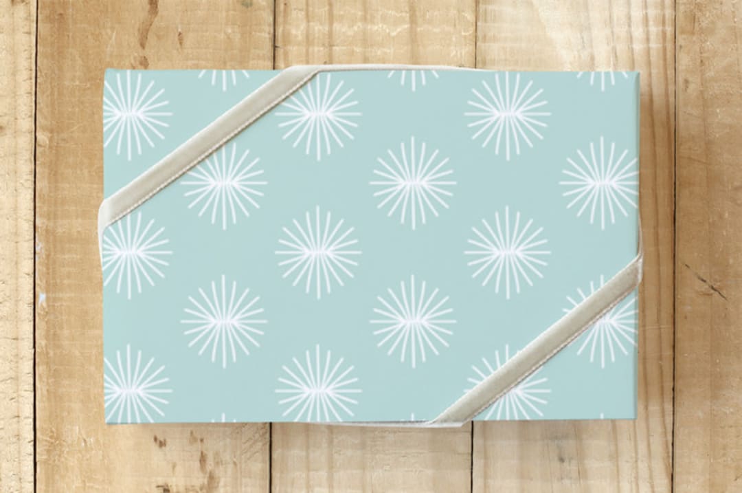 "starburst aster blooms" - Wrapping Paper in Seafoam by Lori James - Front
